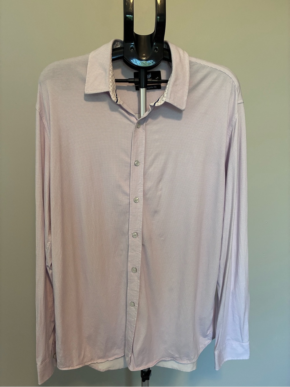Buttercloth Men’s XL Regular Fit Pink Micro Dot Long Sleeve Button Down Shirt